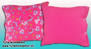 Pink pudebetræk med prik og blomst