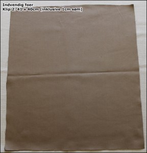 Indvendig foer - Klip 2: 41 x 40cm (inklusive 1cm søm)