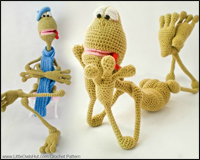 Frøen Kvak . Med 3 hatte og tørklæde - Amigurumi Hækle Opskrift